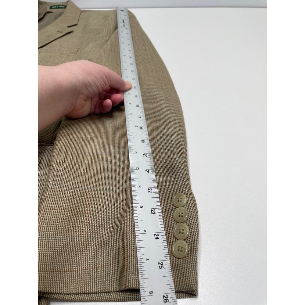 Lauren Ralph Lauren Men 42L Blazer Silk Wool Tan Micro Check Sport Coat Academia - Picture 11 of 13